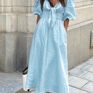 Tie front linen dress